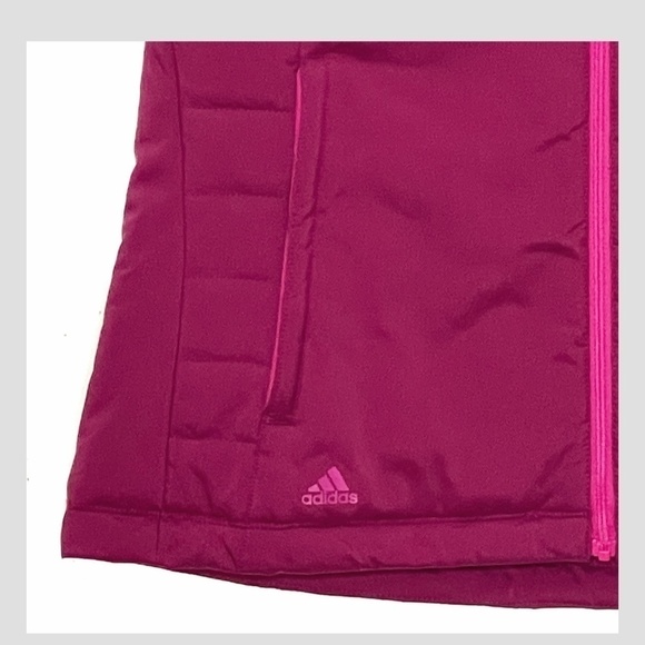 Adidas Clima Warm Down Fleece Lined Vest Zip Front Zip Pockets Wine Berry Pink - Picture 4 of 9